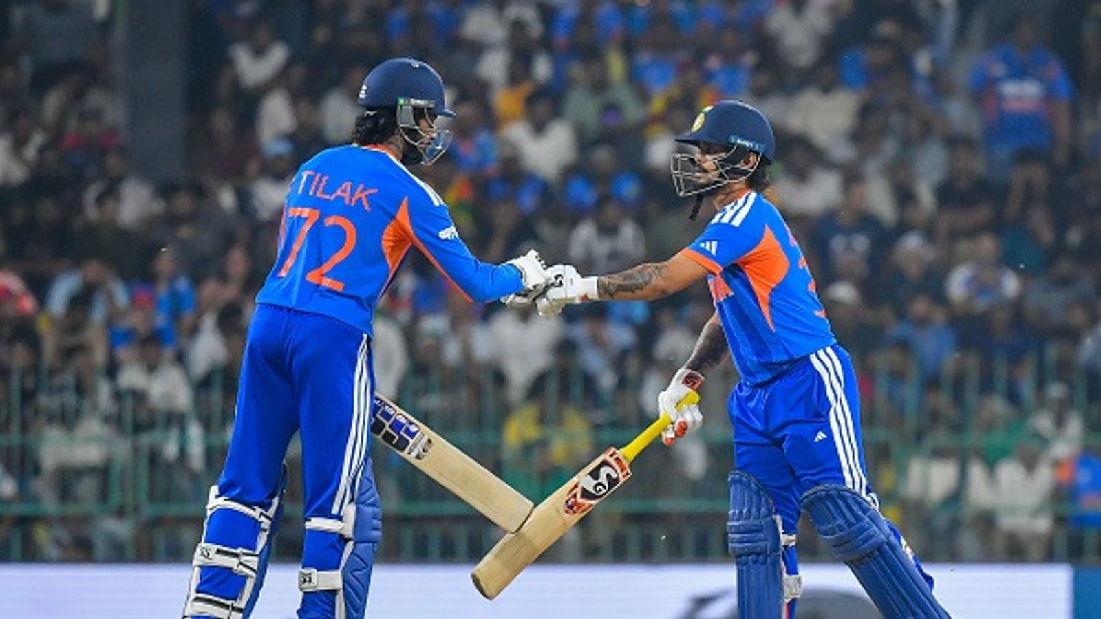 'I think Tilak played...': India coach's blunt take on talks around team's struggles against spin in T20 World Cup 2026 Ishan Kishan and Tilak Varma of India celebrate their partnership during the India vs Pakistan match at the ICC Men's T20 World Cup 2026 in Colombo, Sri Lanka (Getty)