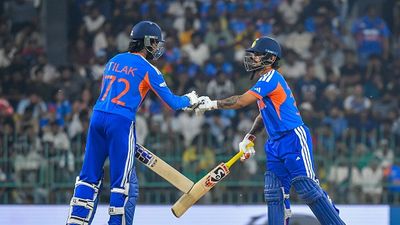 'I think Tilak played...': India coach's blunt take on talks around team's struggles against spin in T20 World Cup 2026 Ishan Kishan and Tilak Varma of India celebrate their partnership during the India vs Pakistan match at the ICC Men's T20 World Cup 2026 in Colombo, Sri Lanka (Getty)