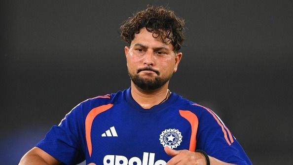  Kuldeep Yadav of India during an ICC Men's T20 World Cup India & Sri Lanka 2026 net session at Narendra Modi Stadium on February 17, 2026 in Ahmedabad, India.