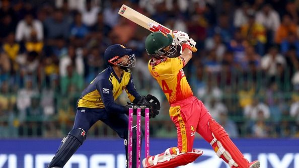 Zimbabwe captain Sikandar Raza in action in this frame. (Getty)