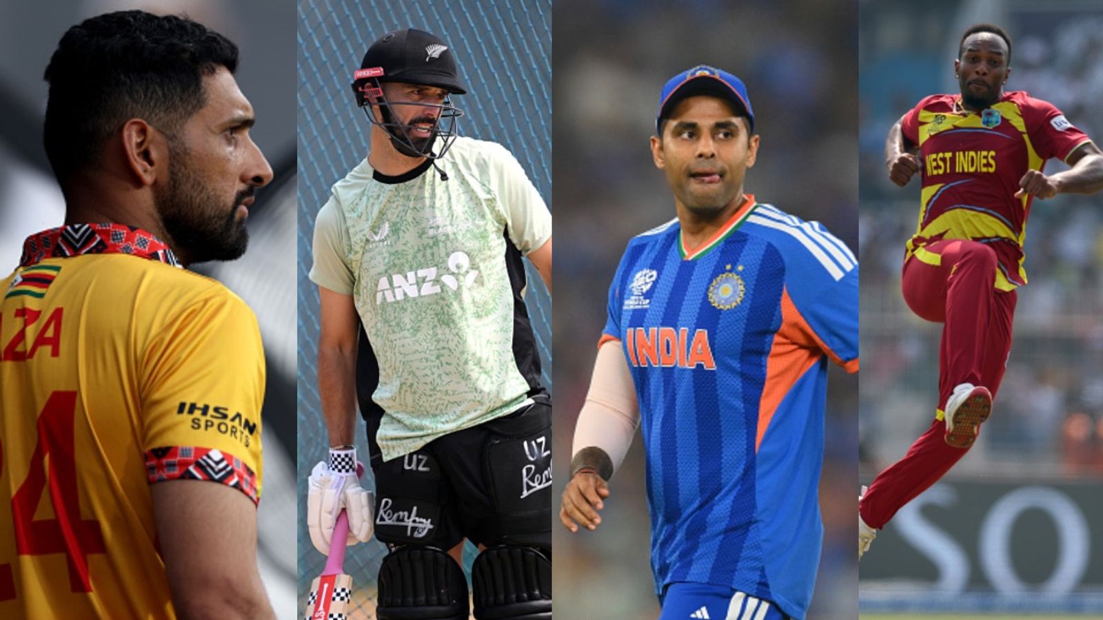 Decoded: How table toppers India, South Africa, Zimbabwe, West Indies are clubbed in same Super 8 group L-R: Zimbabwe's Sikandar Raza, New Zealand's Daryl Mitchell, India's Suryakumar Yadav and West Indies' Shai Hope in frame. (Getty)