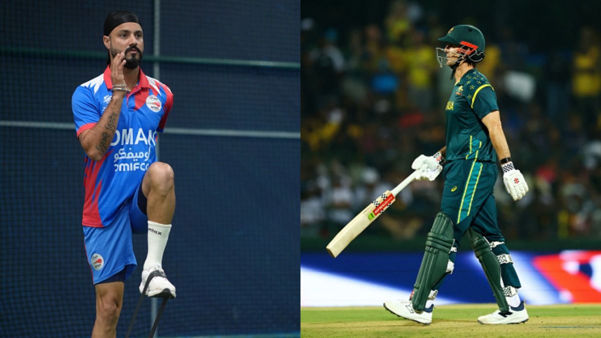 Oman captain Jatinder Singh (L) and Australia skipper Mitchell Marsh in frame. (Getty)