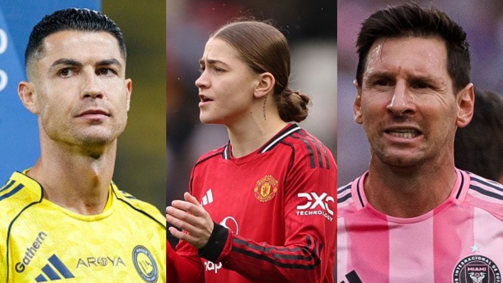 Watch: Man United Women's star Jess Park drops bold ball knowledge with a crystal clear answer on GOAT debate; is it Messi or Ronaldo? Ronaldo, Jess Park, Messi in the frame (Images via Getty)
