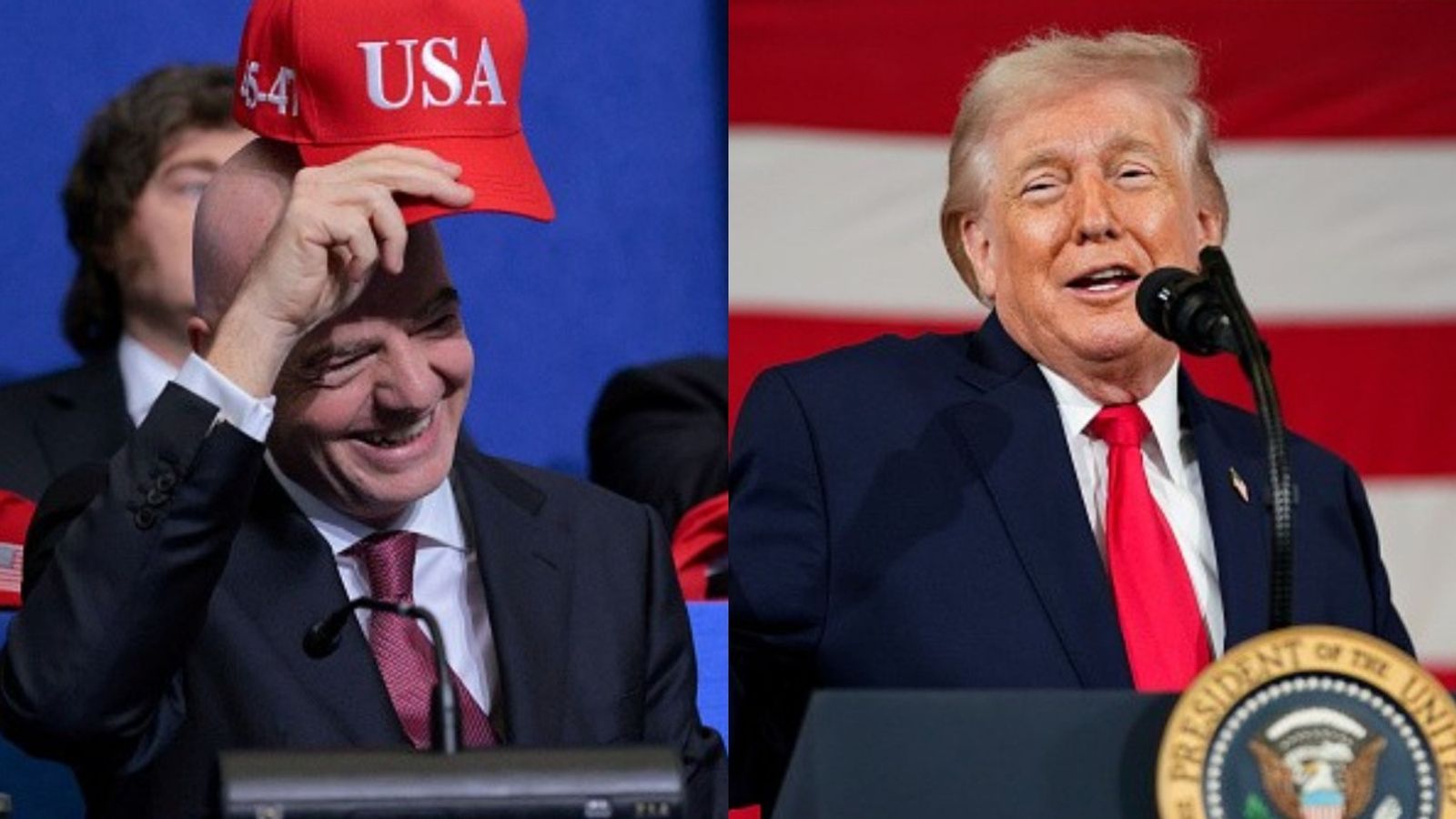 Donald Trump congratulates FIFA president Gianni Infantino on World Cup ticket sales; here is what US president has said Gianni Infantino, Donald Trump in the frame (Images via Getty)