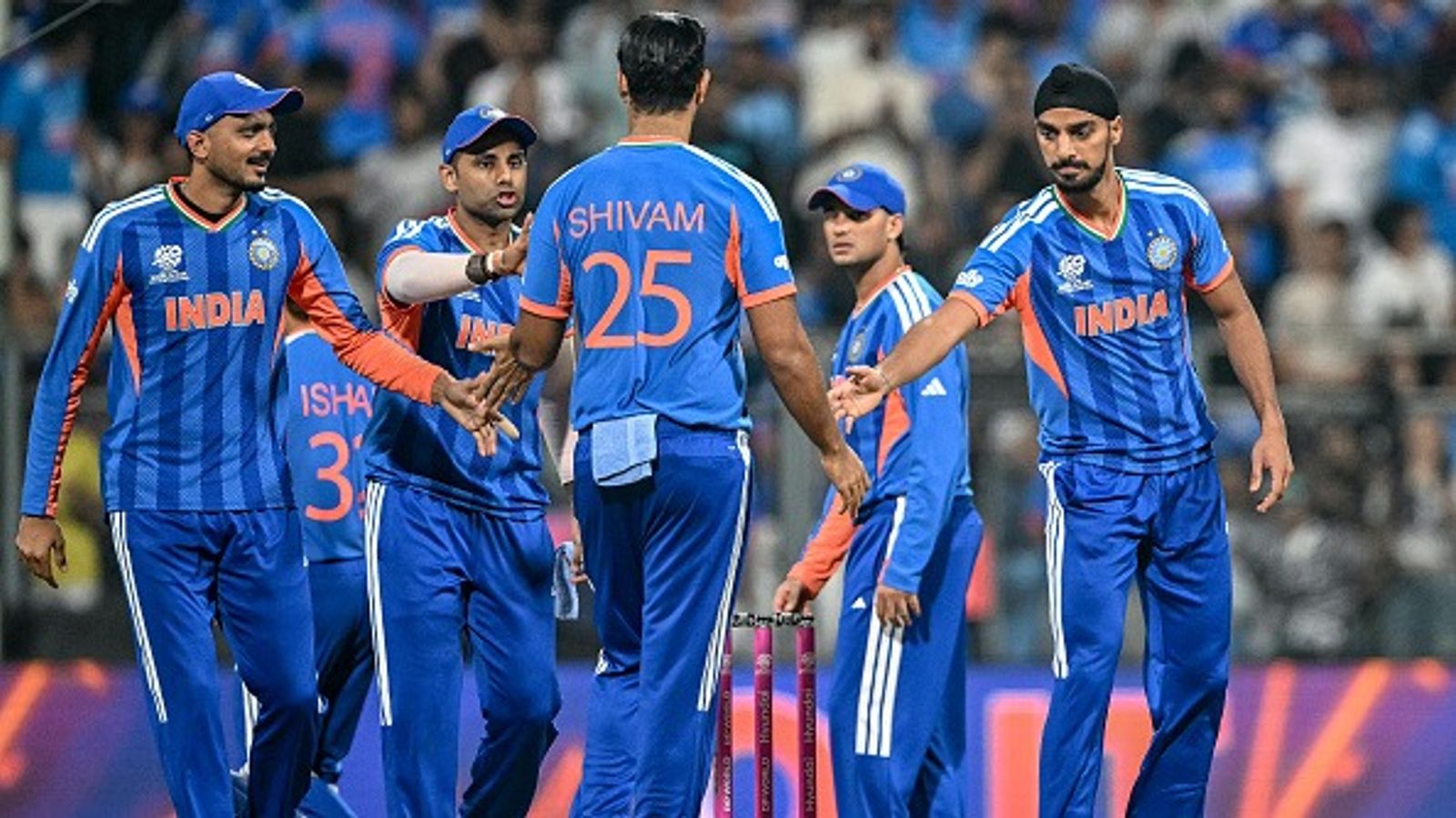 Kuldeep Yadav ignored as Harbhajan Singh names India's probable XI for Super 8 vs South Africa Arshdeep Singh (R) celebrates with teammates Suryakumar Yadav (2L), Axar Patel (L) and Shivam Dube (C) (Getty)