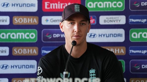 Harry Brook of England speaks to media during an ICC Men's T20 World Cup (Getty)