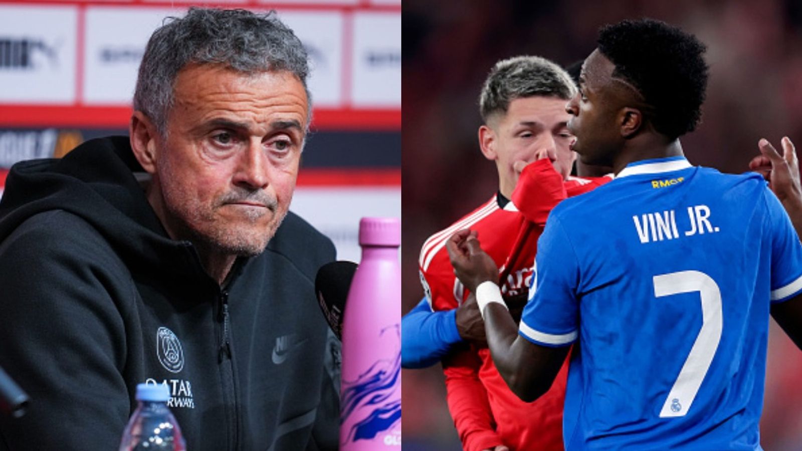 PSG boss Luis Enrique's surprising take on Vinicius and Prestianni racism controversy Luis Enrique, Vinicius, Prestianni in the frame (Images via Getty)