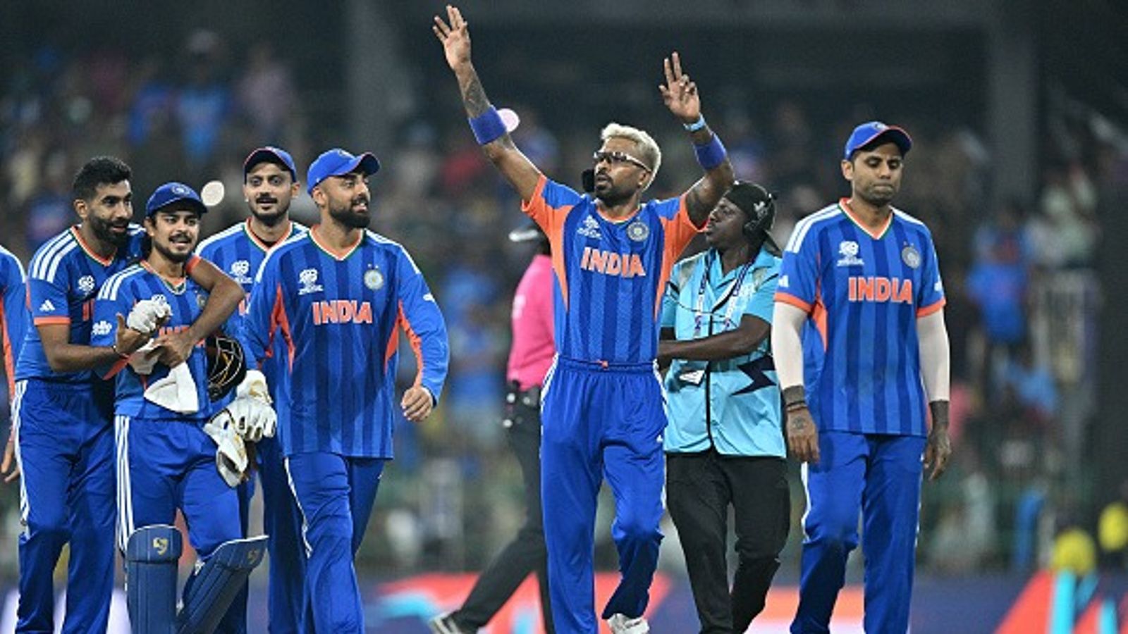 'He is playing a Virat Kohli-type role': Irfan Pathan's big words for India star ahead Super 8 clash vs SA (L-R) India's Jasprit Bumrah, Ishan Kishan, Axar Patel, Varun Chakravarthy, Hardik Pandya and captain Suryakumar Yadav in this frame. (Getty)