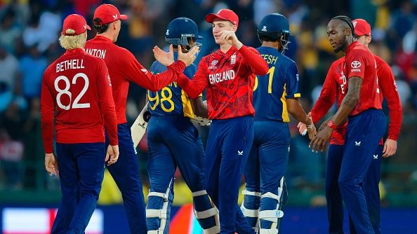 Harry Brook and Tom Banton of England celebrates the win against Sri Lanka in this frame. (Getty) Harry Brook and Tom Banton of England celebrates the win against Sri Lanka in this frame. (Getty)