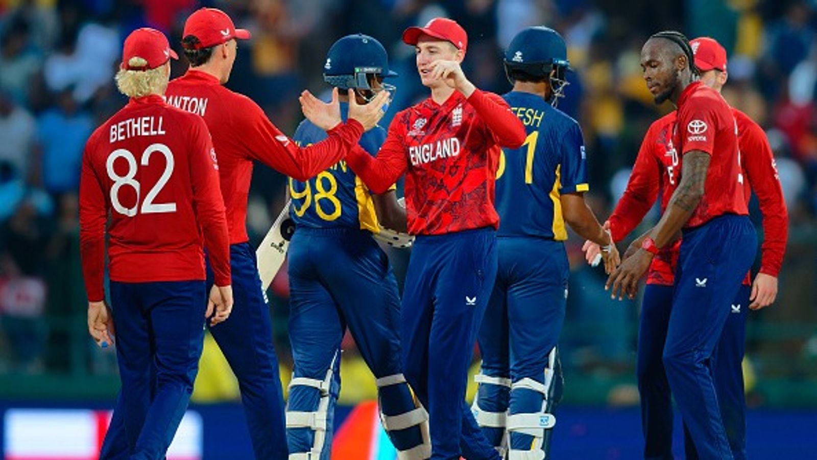T20 World Cup: Salt-Jacks' heroics send Sri Lanka packing after England fold hosts for 95 in 147-run chase Harry Brook and Tom Banton of England celebrates the win against Sri Lanka in this frame. (Getty)