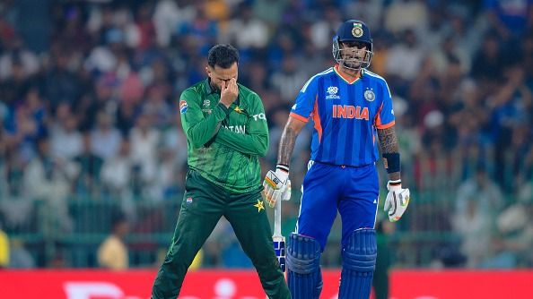 Mohammad Nawaz of Pakistan reacts after delivery during the ICC Men's T20 World Cup India & Sri Lanka 2026 match between India and Pakistan (Getty) Mohammad Nawaz of Pakistan reacts after delivery during the ICC Men's T20 World Cup India & Sri Lanka 2026 match between India and Pakistan (Getty)