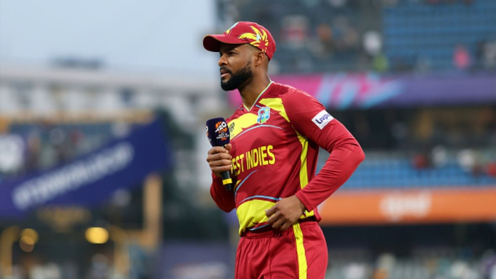 'Stay tuned': West Indies skipper Shai Hope creates suspense on using off-spin vs India Shai Hope of West Indies looks on ahead of the ICC Men's T20 World Cup 2026 Super 8 match against Zimbabwe at Wankhede Stadium on February 23, 2026 in Mumbai, India.