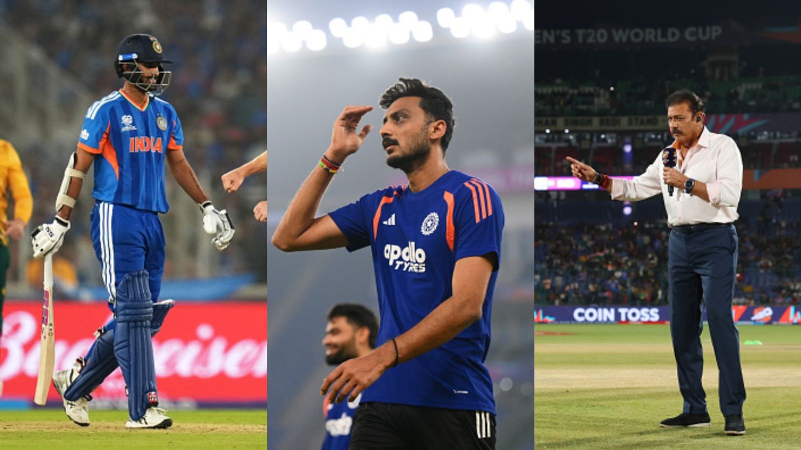 Ravi Shastri's blunt take on India's 'Tactical move' to add Sundar in place of Axar Patel in Super 8 clash vs South Africa L To R Washington Sundar along with Axar Patel and Ravi Shastri (Getty)