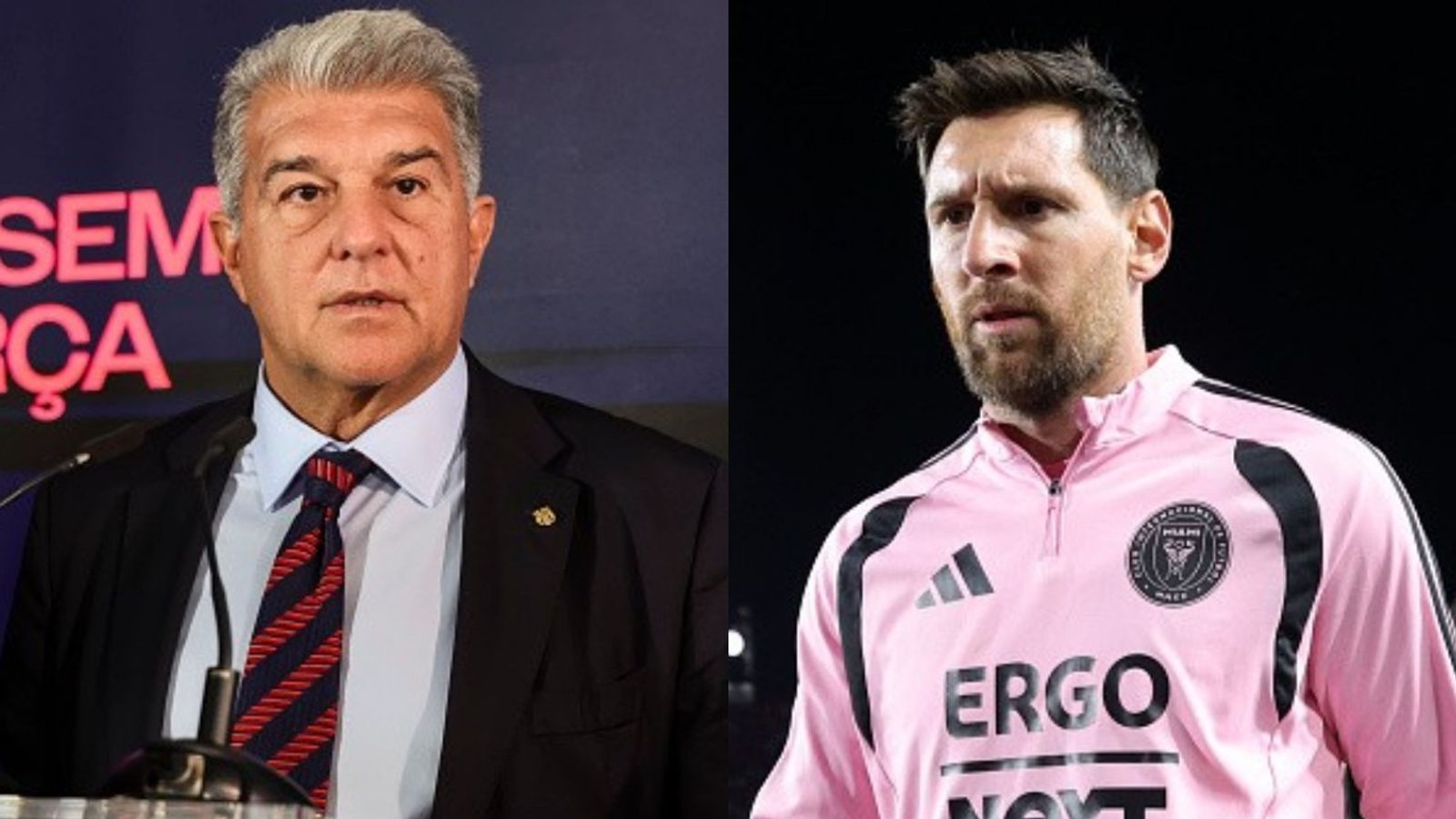 Did Messi Ignore Laporta at 2023 Ballon dOr? Barca president drops truth bomb oan Laporta, Lionel Messi in the frame (Images via Getty)
