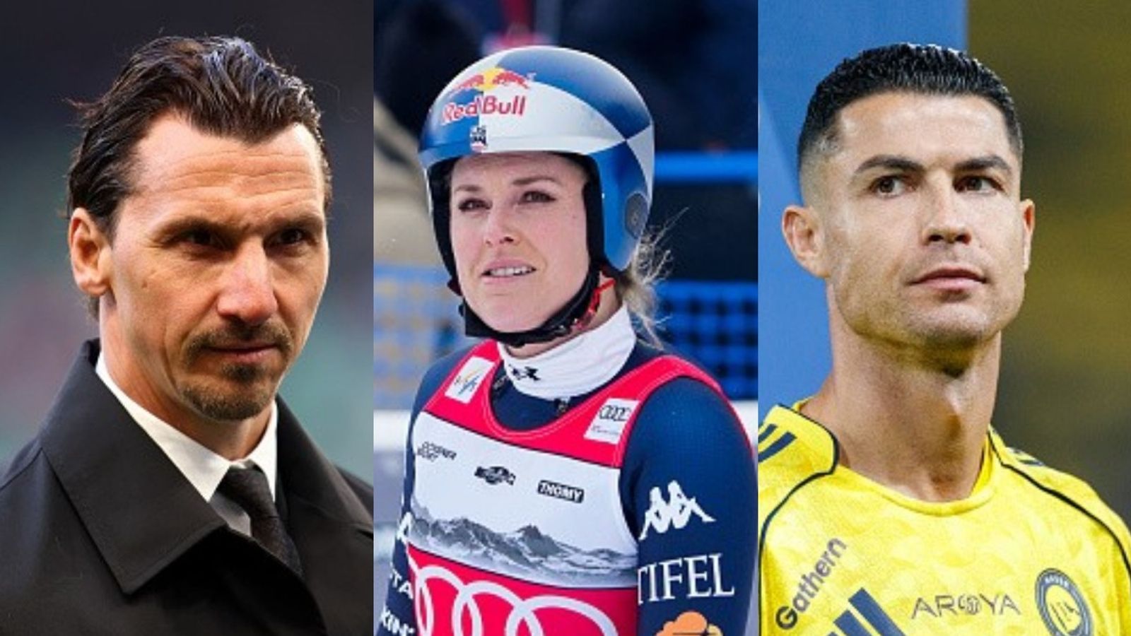 Football legends Ronaldo & Ibrahimovic send powerful support to Lindsey Vonn after Olympic injury nightmare Zlatan Ibrahimovic, Lindsey Vonn, Cristiano Ronaldo in the frame (Images via Getty)