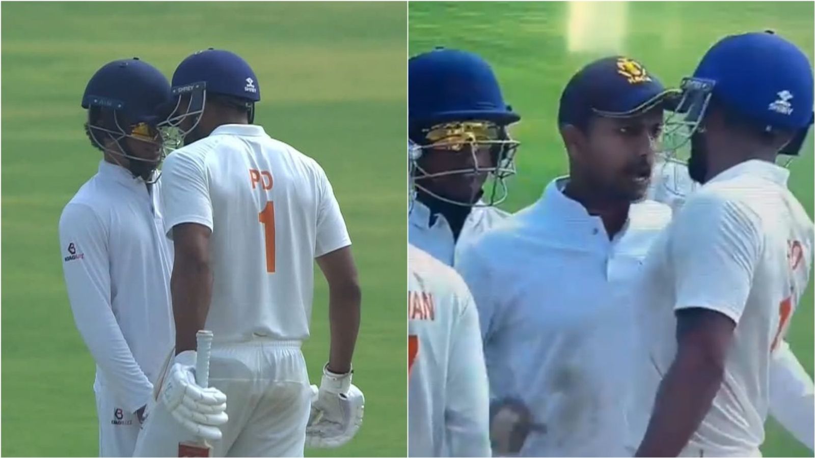 WATCH - Ranji Trophy final turns into battlefield: J&K captain headbutts Karnataka fielder, Agarwal intervenes, Rahul hurls mouthful Karnataka's Mayank Agarwal in heated chat with Jammu & Kashmir captain Paras Dogra after he headbutts teammate Aneesh KV on Day 2 of Ranji Trophy 2025-26 final.