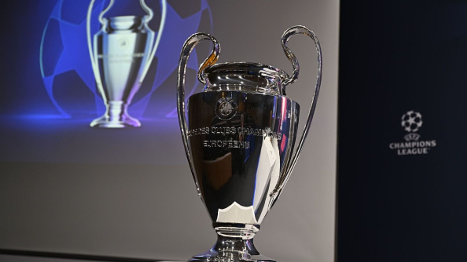 When is UEFA Champions League draw and how to watch in UK, USA, India? UEFA Champions League draw logo in the frame (Image via Getty)