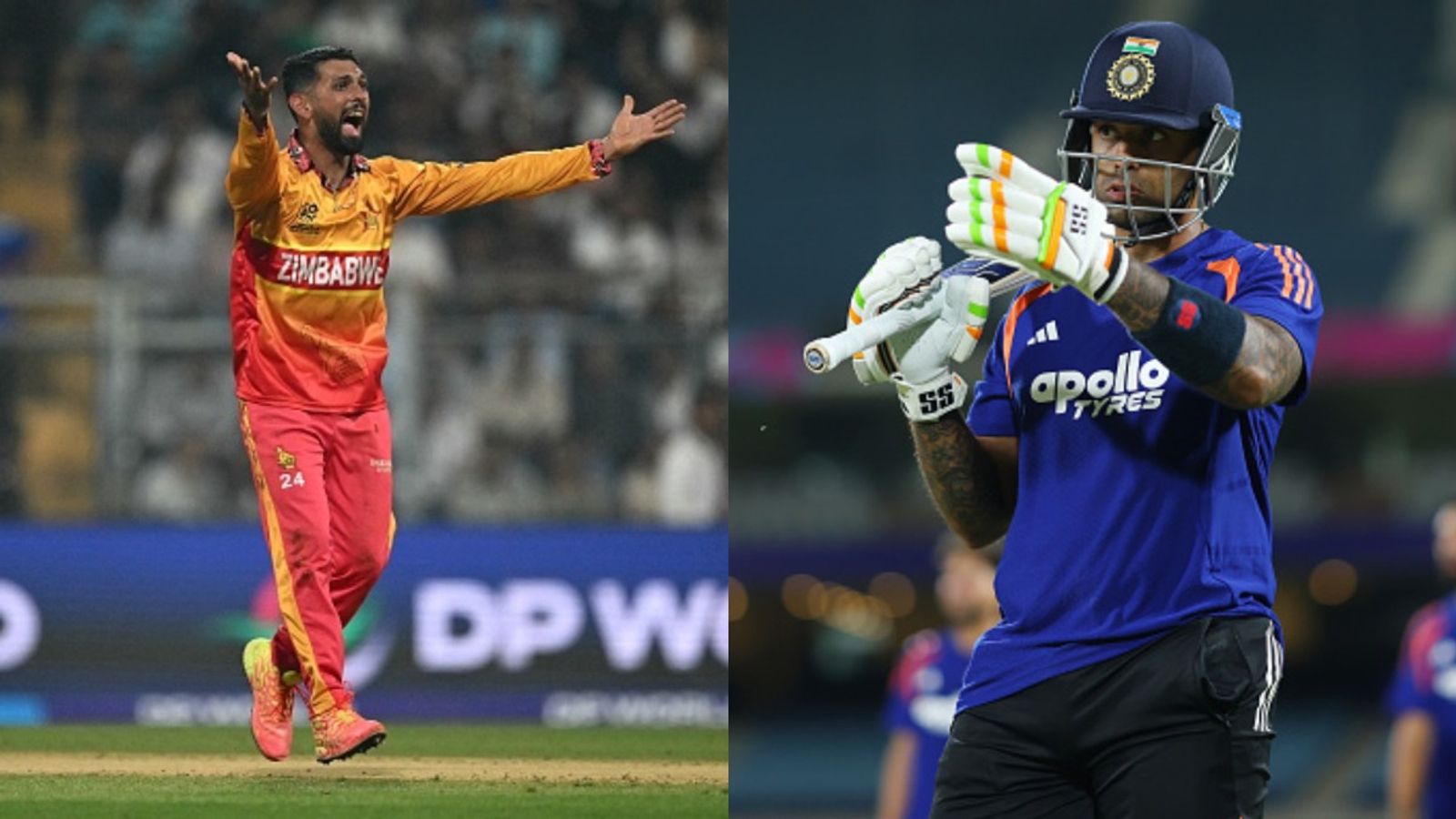 Special chemical from US to be used at Chepauk to cut down dew factor in IND vs ZIM Super 8 clash Zimbabwe captain Sikandar Raza (L) and India skipper Suryakumar Yadav in frame. (Getty)
