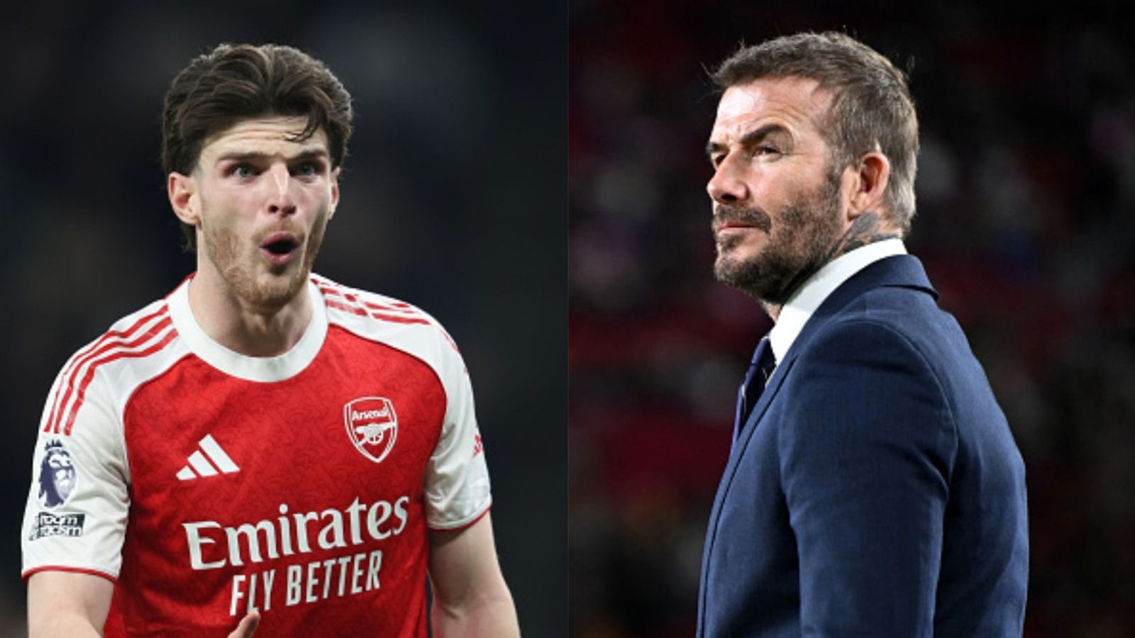 Declan Rice reveals David Beckham's DM after Arsenal star's Champions League masterclass against Real Madrid Declan Rice, David Beckham in the frame (Images via Getty)