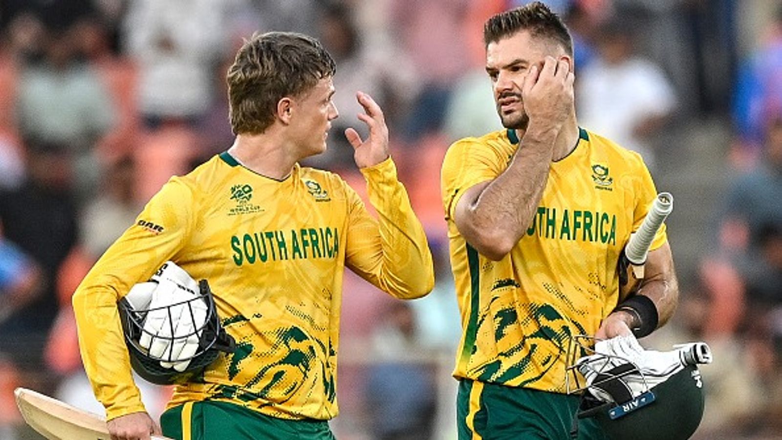 DECODED: South Africa’s path to T20 World Cup semis still uncertain despite big win over West Indies South Africa's captain Aiden Markram (R) and his teammate Ryan Rickelton in this frame. (Getty)