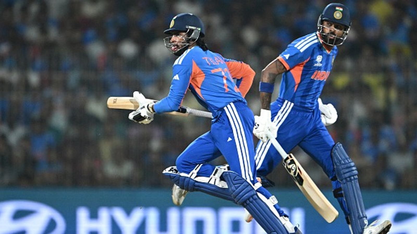 India script history, record their highest-ever total in T20 World Cups after run-fest against Zimbabwe India's Hardik Pandya (R) and Tilak Varma in this frame. (Getty)