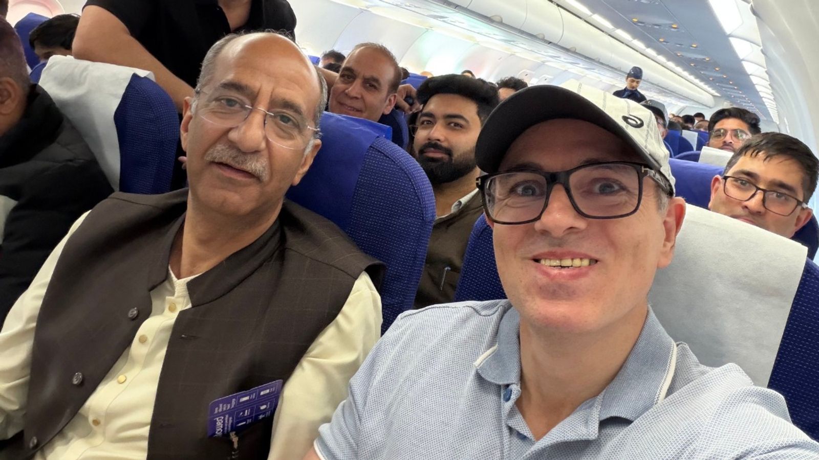 CM Omar Abdullah flies to Hubballi to cheer Jammu and Kashmir in historic Ranji Trophy final Omar Abdullah shared a selfie on his X account on Friday. (X/OmarAbdullah)
