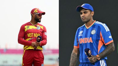 IND vs WI Live Streaming: When and where to watch T20 World Cup 2026 virtual knockout online and on TV IND vs WI Live Steaming: West Indies captain Shai Hope with his Indian counterpart Suryakumar Yadav (Getty)