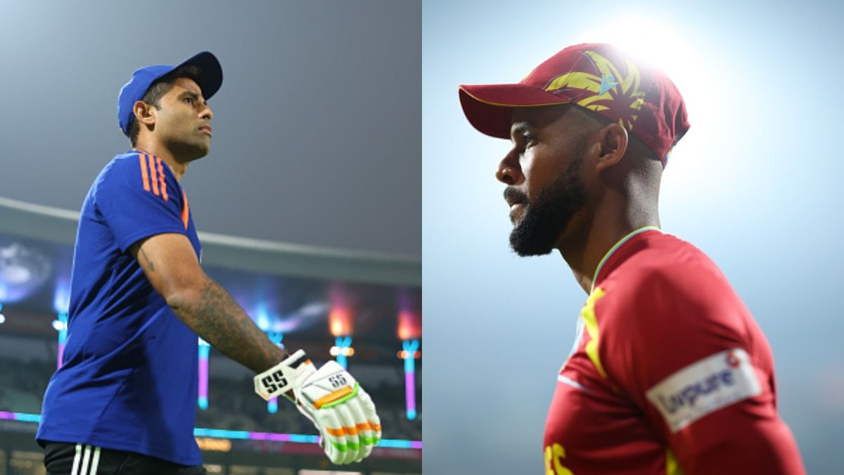 India's Suryakumar Yadav (L) and West Indies' Shai Hope in frame. (Getty)