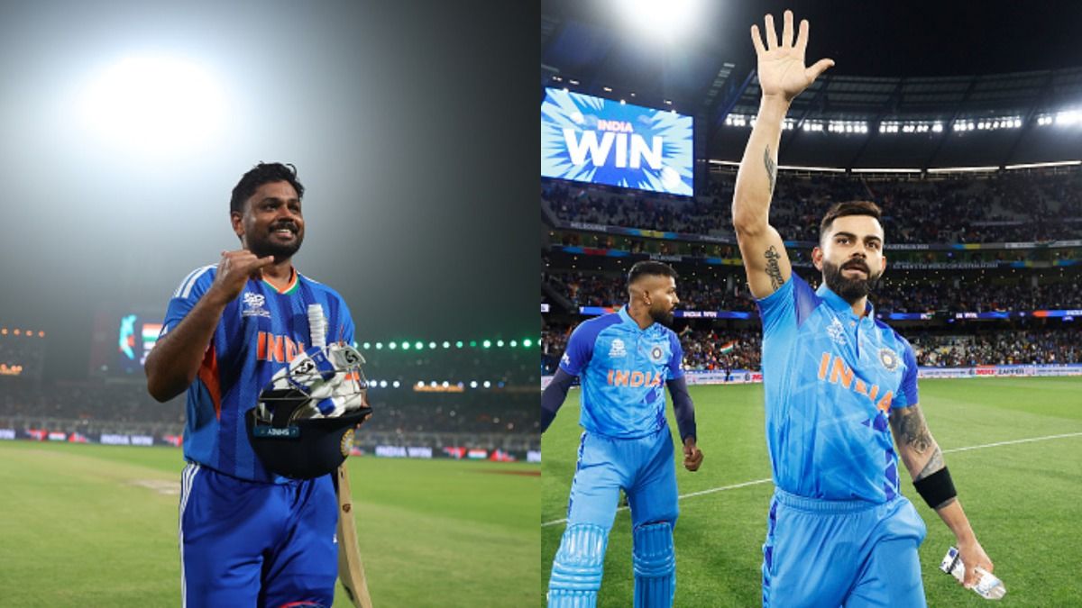 Sanju Samson and Virat Kohli celebrating after India's win against West Indies and Pakistan respectively (Getty) Sanju Samson and Virat Kohli celebrating after India's win against West Indies and Pakistan respectively (Getty)
