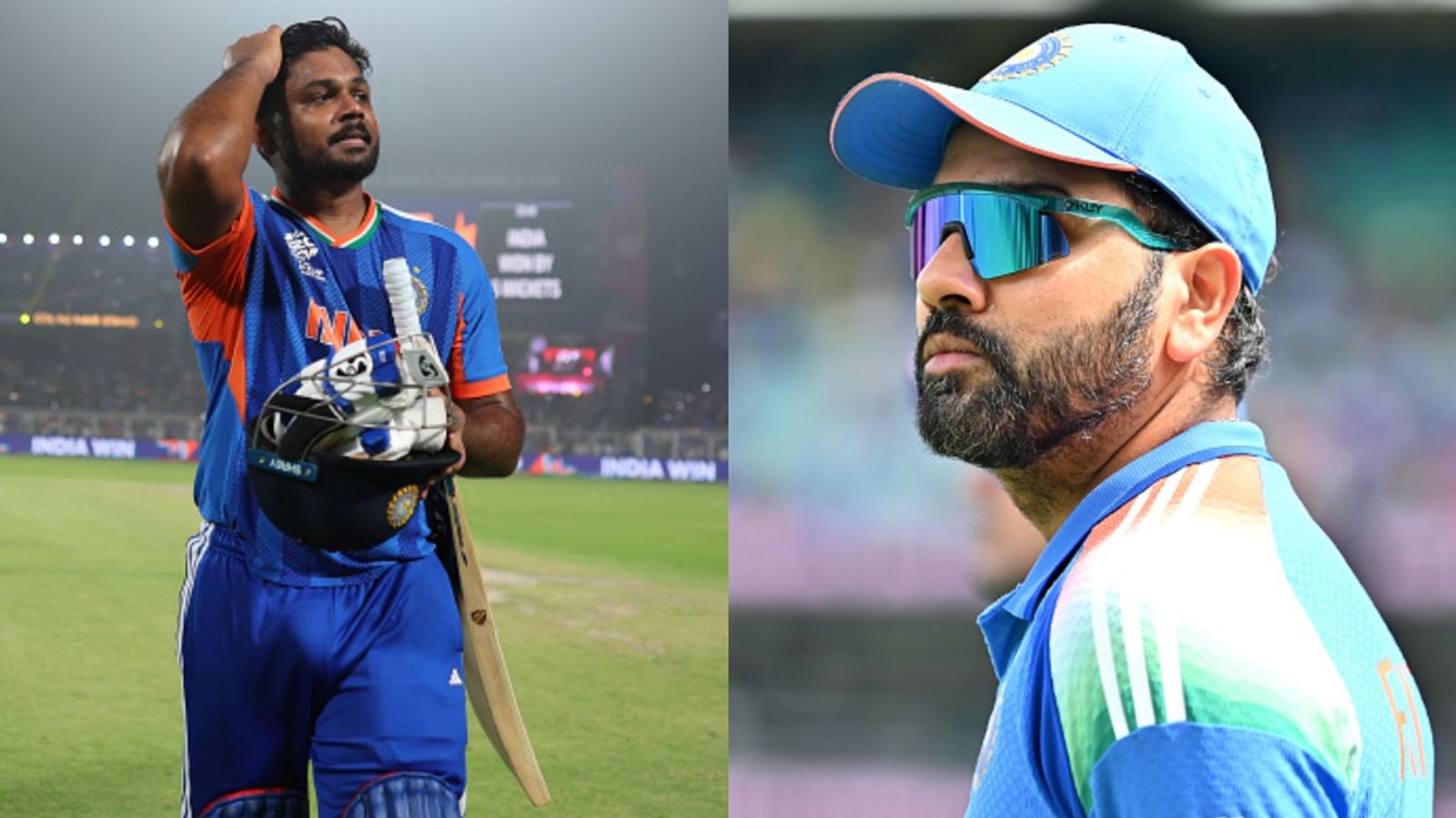'Dukhi mat ho...': Rohit's powerful message to Samson ahead before T20 World Cup breaks internet Former India captain Rohit Sharma (R) and star batter Sanju Samson in frame. (Getty)