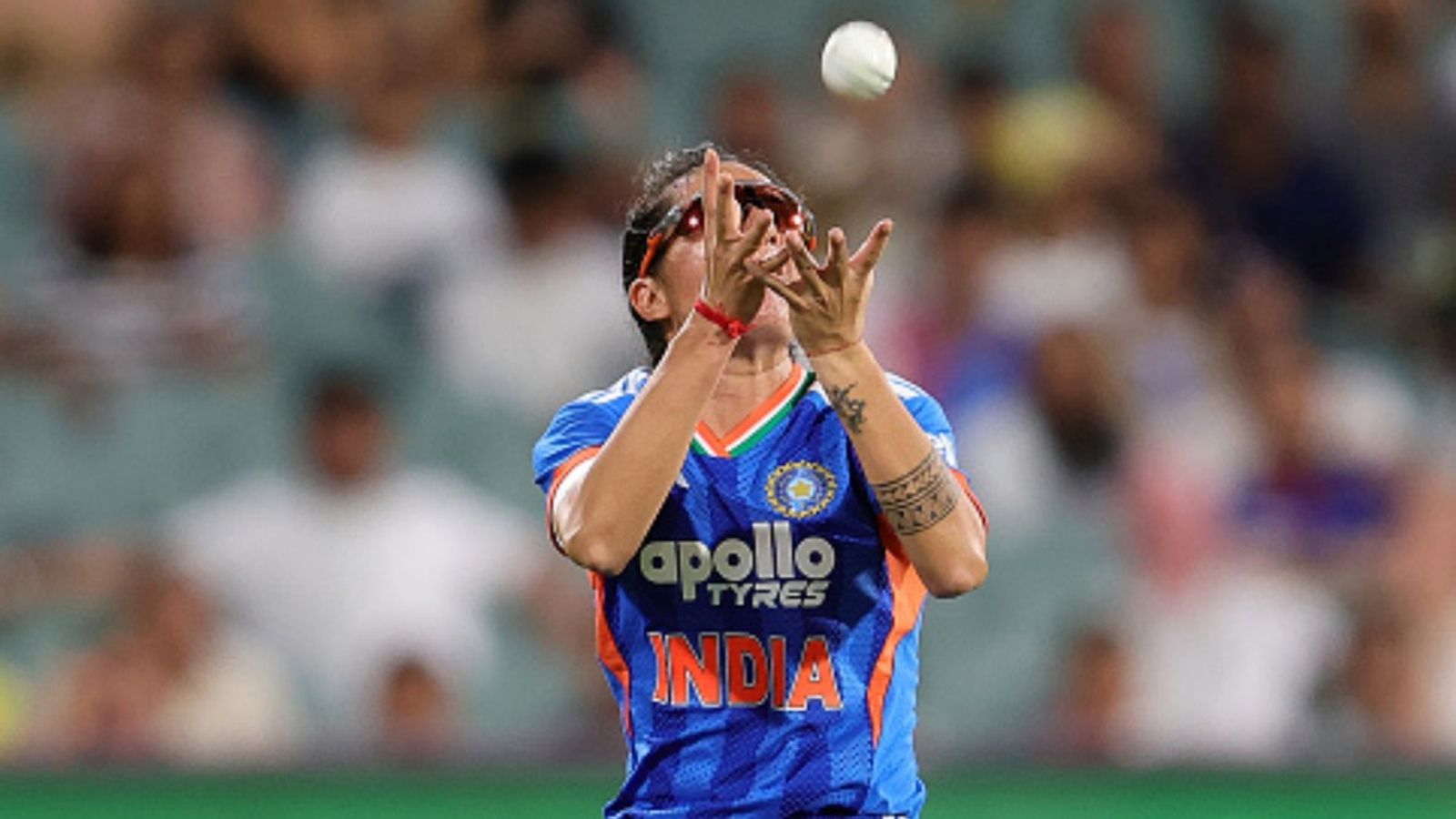 India's star player ruled out of one-off Test against Australia, 22-yr-old named as replacement Renuka Singh Thakur of India takes the catch to dismiss Georgia Voll of Australia for 10 runs off the bowling of Shreyanka Patil during game three of the T20I series at Adelaide Oval on February 21, 2026.