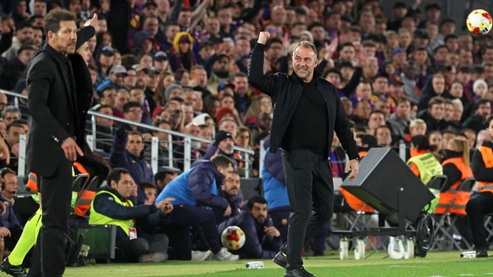 Diego Simone reveals his conversation with Hansi Flick after Atletico Madrid knock Barcelona out of Copa del Rey Diego Simone and Hansi Flick on the touchline.
