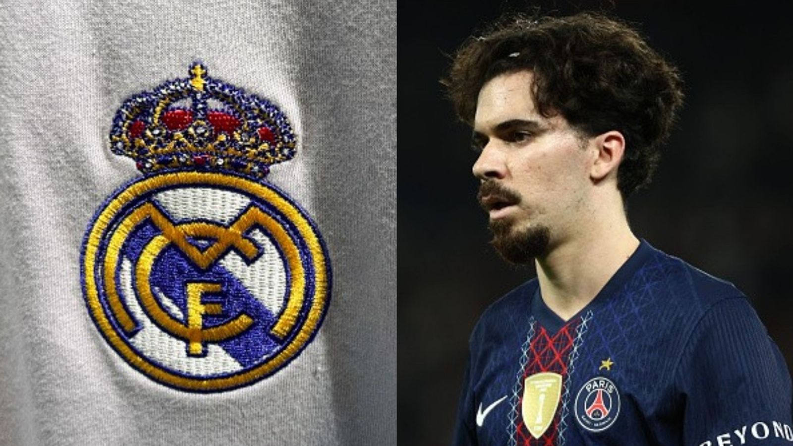 Vitinha to Real Madrid? PSG star gives massive update on transfer rumors Real Madrid logo, Vitinha in the frame (Images via Getty)