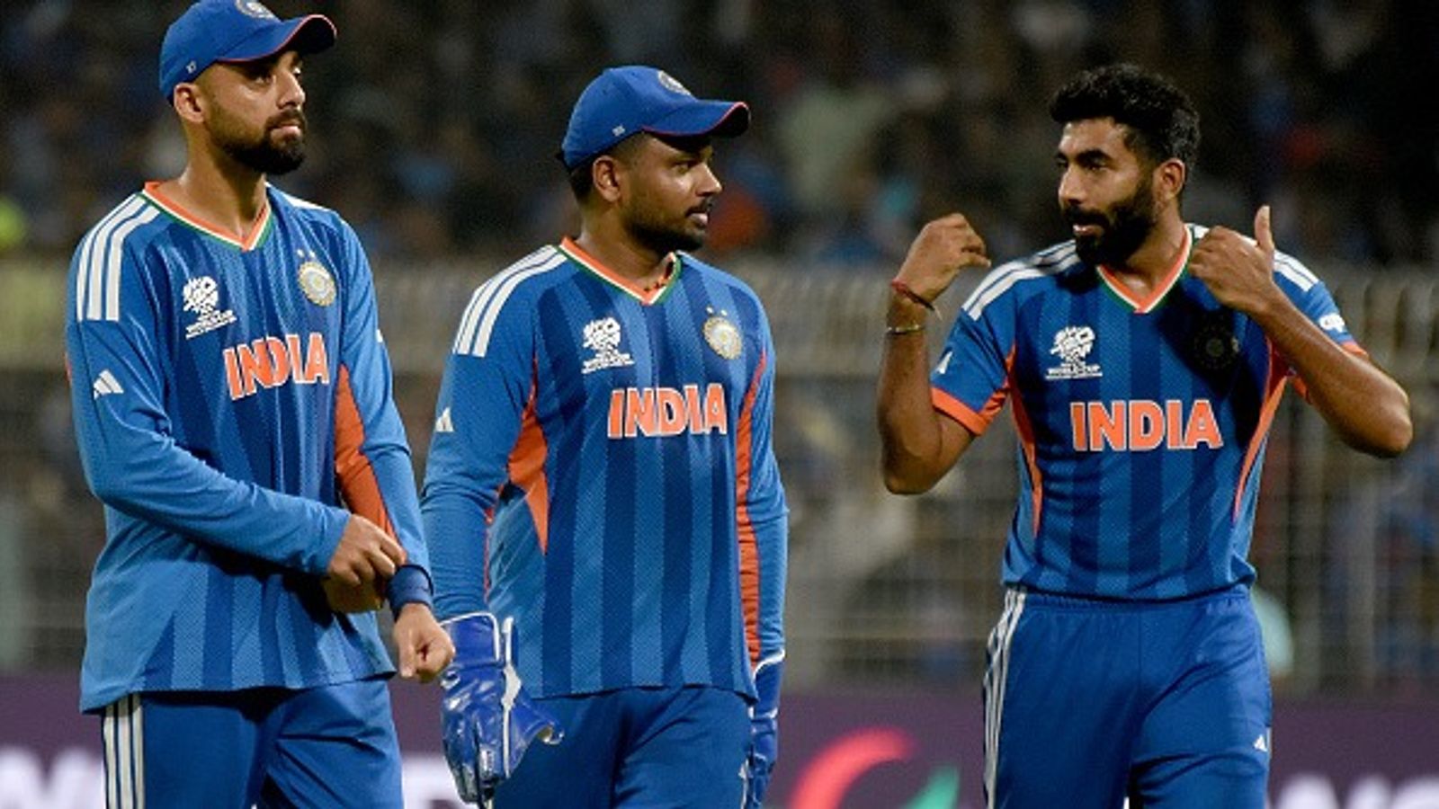 'All credit goes to...': Sanju Samson declares India's match winner in T20 World Cup 2026 semi vs England India's Jasprit Bumrah, right, with Sanju Samson, center, and Varun Chakravarthy and others celebrate during the T20 World Cup cricket match between India and West Indies in Kolkata, India, on March 1, 2026. (Getty)