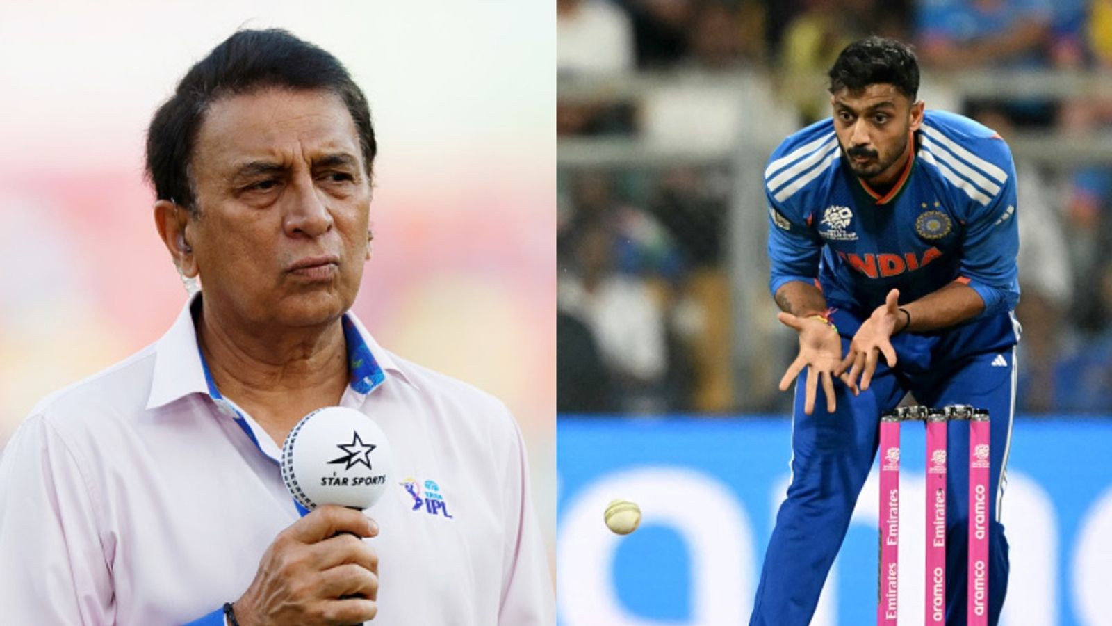 Sunil Gavaskar compares Axar Patel with Ravindra Jadeja after all-rounder's brilliant catch during T20 World Cup semifinal Sunil Gavaskar along with Axar Patel (Getty)