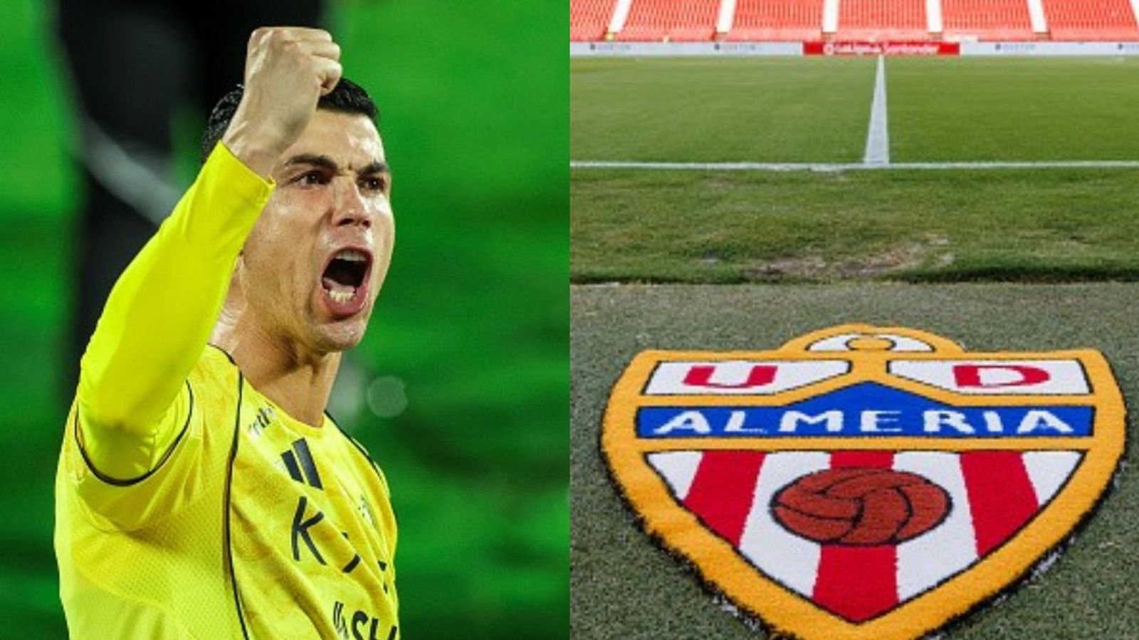 Ronaldo effect strikes again as Almeria rockets to 5th most-followed Spanish club on Instagram Ronaldo, Almeria logo in the frame (Images via Getty)
