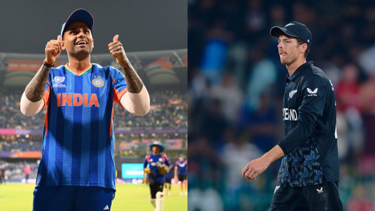 India captain Suryakumar Yadav (L) and New Zealand skipper Mitchell Santner in frame. (Getty)