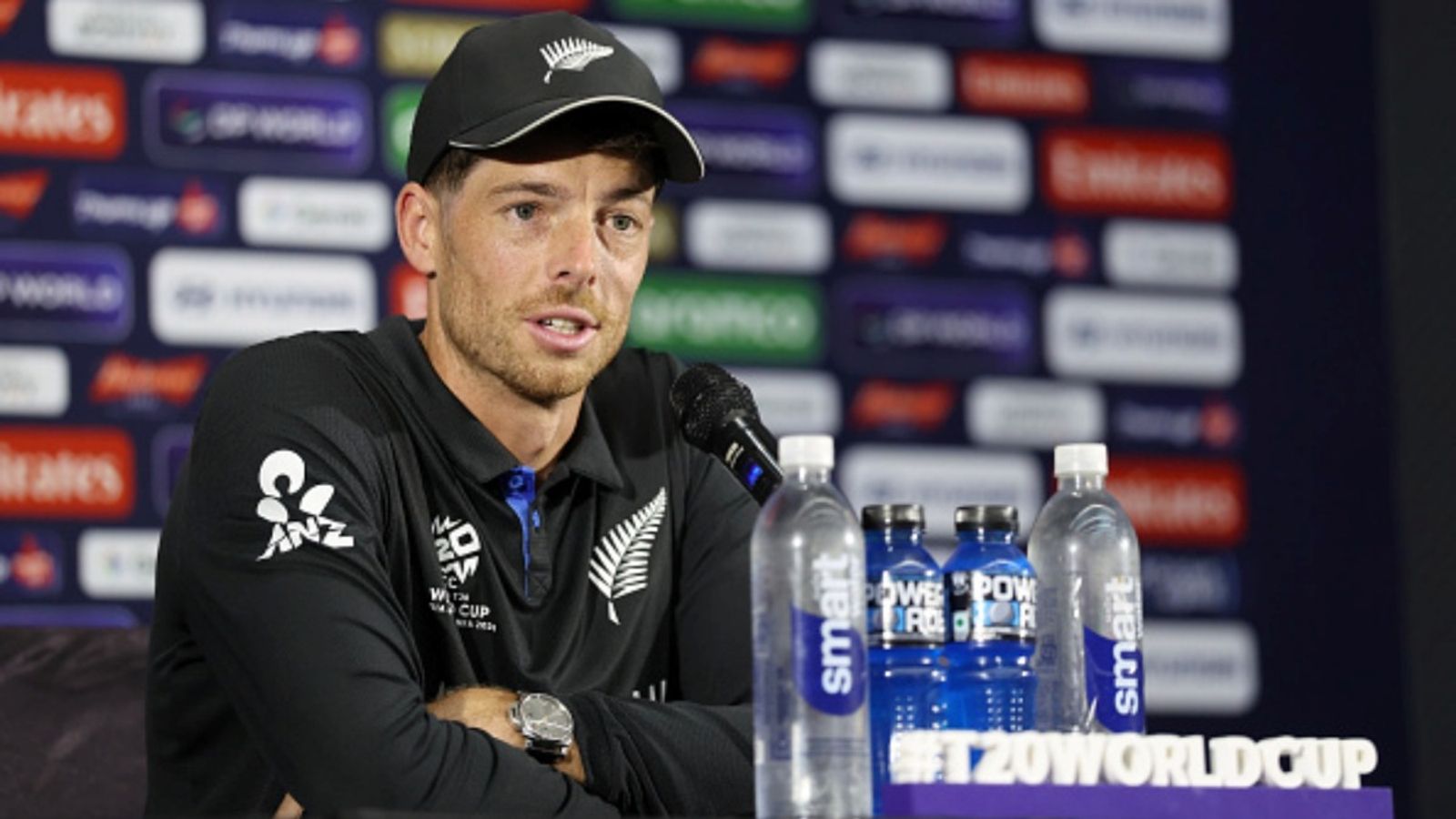 'We're a bit outnumbered here': Mitchell Santner makes plea to New Zealand fans ahead of T20 World Cup 2026 final Mitchell Santner, captain of New Zealand talks to media during a press conference during an ICC Men's T20 World Cup 2026 net session at the Narendra Modi Stadium on March 07, 2026 in Mumbai, India.