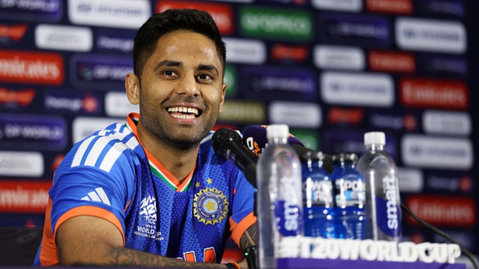 'We reached the final with a strike rate around 120': Suryakumar Yadav dismisses off-spin threat in final Suryakumar Yadav, captain of India pictured during a press conference during an ICC Men's T20 World Cup 2026 net session at the Narendra Modi Stadium on March 07, 2026 in Ahmedabad, India.