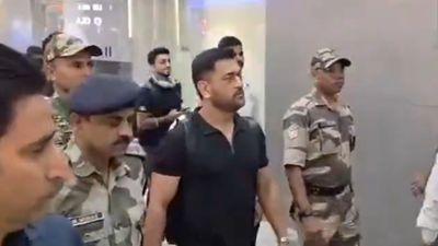 WATCH: MS Dhoni arrives in Ahmedabad to witness India vs New Zealand T20 World Cup 2026 final MS Dhoni in Ahmedabad
