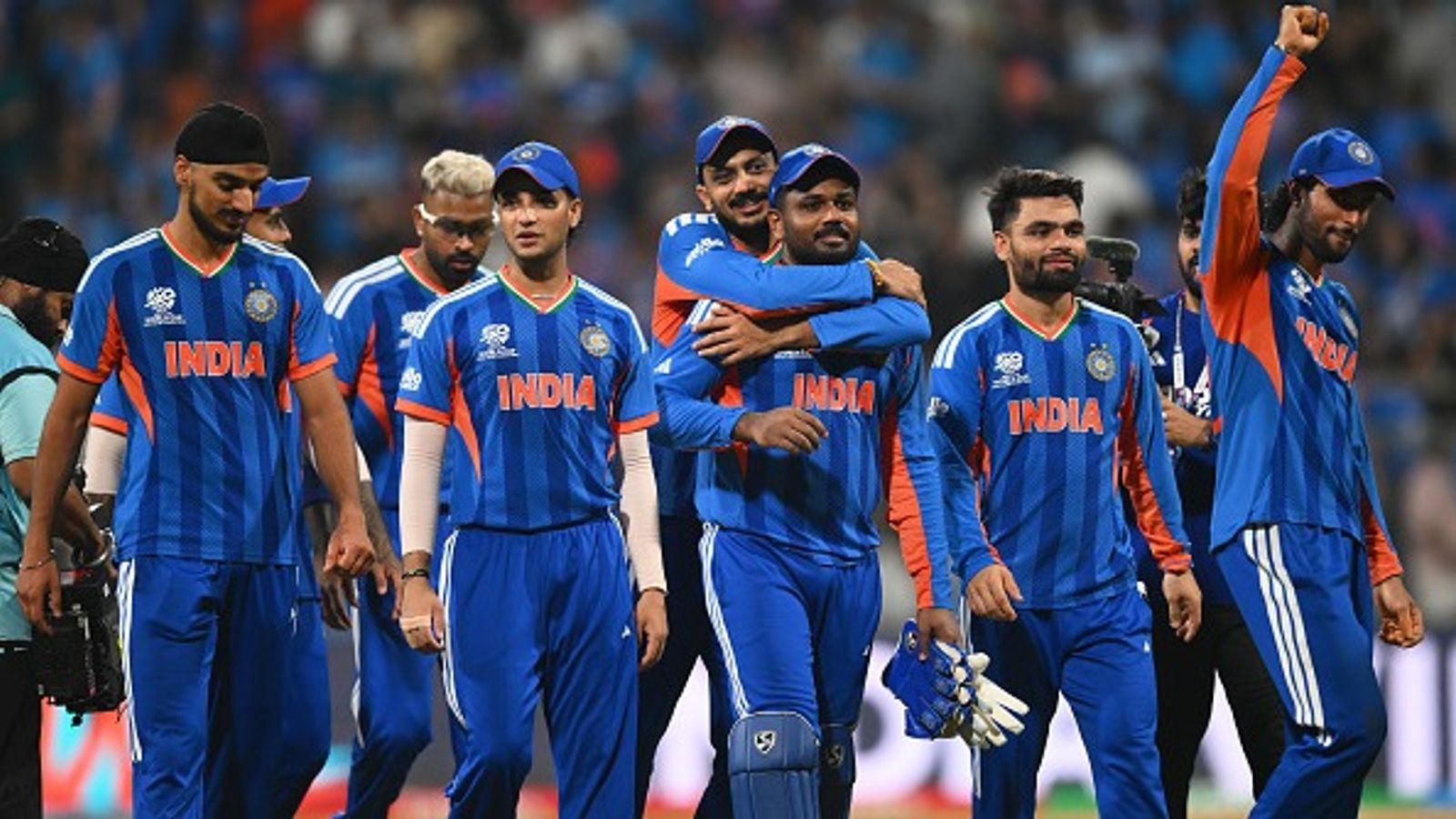 Champions Again! Invincible India lift consecutive T20 World Cup titles with 96-run handsome win over New Zealand in final Team India celebrates after winning the T20 World Cup 2026 title. (Getty)