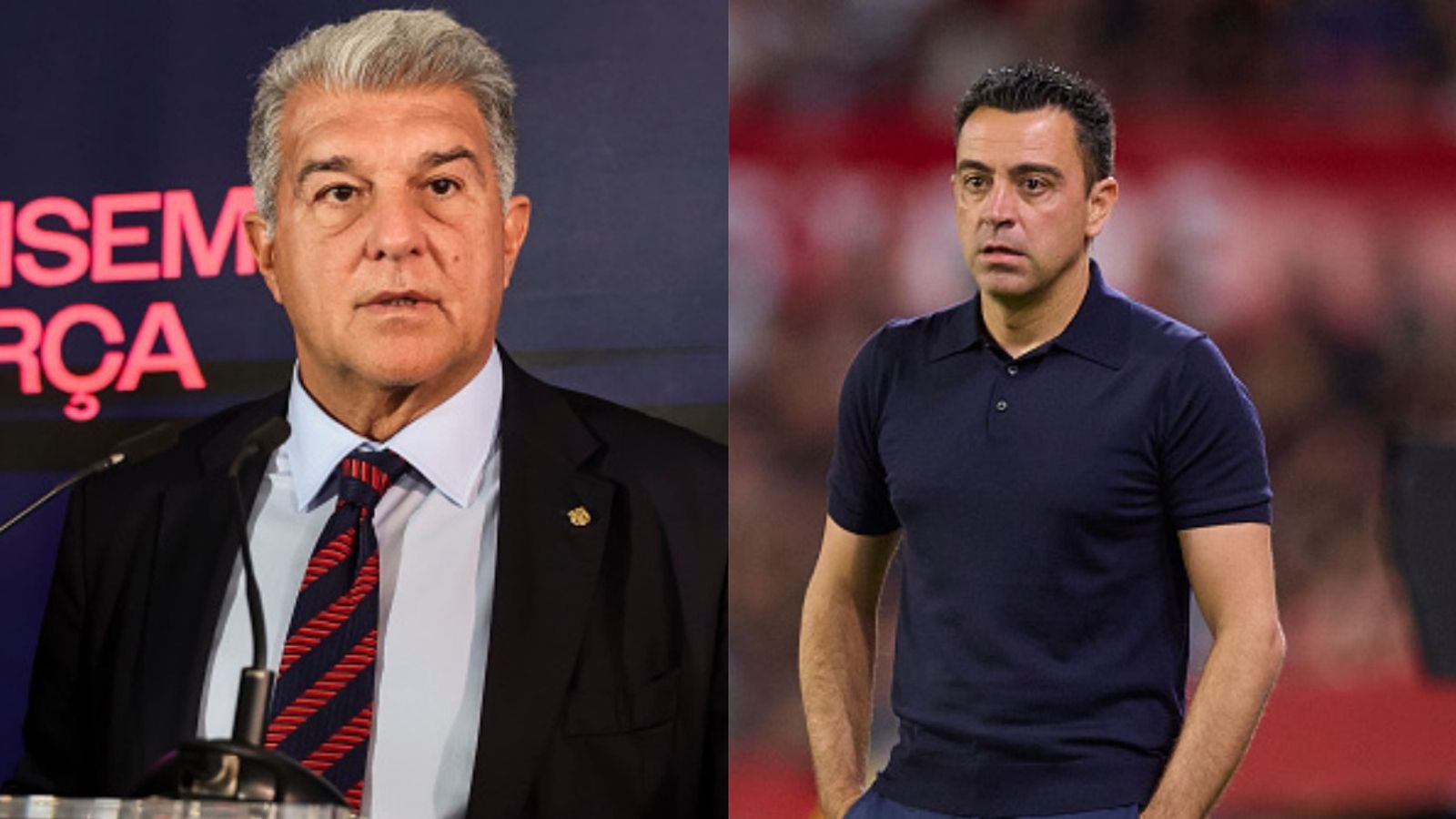 Barcelona president Joan Laporta breaks silence on Xavi’s explosive interview Joan Laporta, Xavi in the frame (Images via Getty)