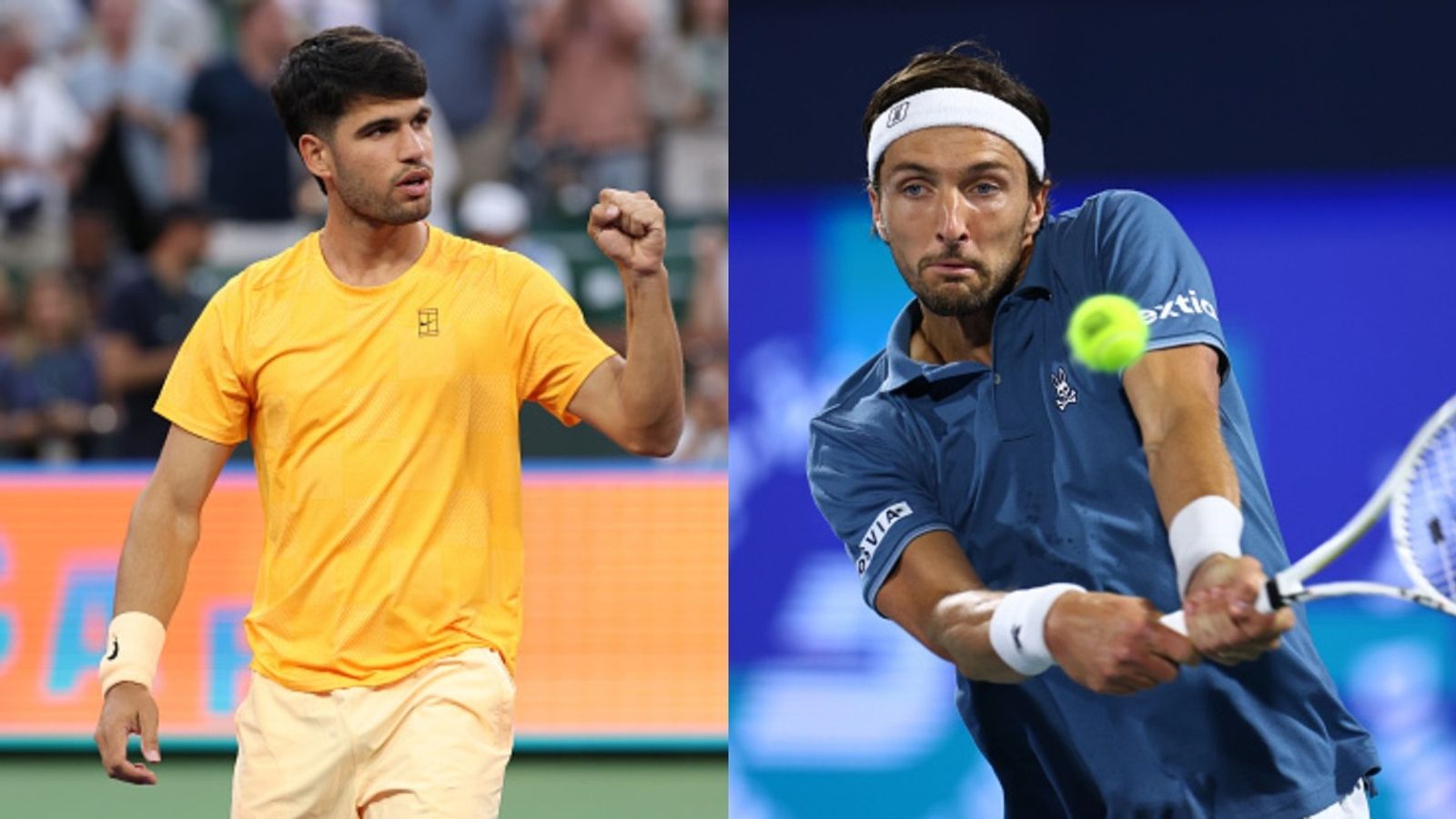 Carlos Alcaraz vs Arthur Rinderknech: When and where to watch and more Carlos Alcaraz and Arthur Rinderknech in the frame (via Getty)