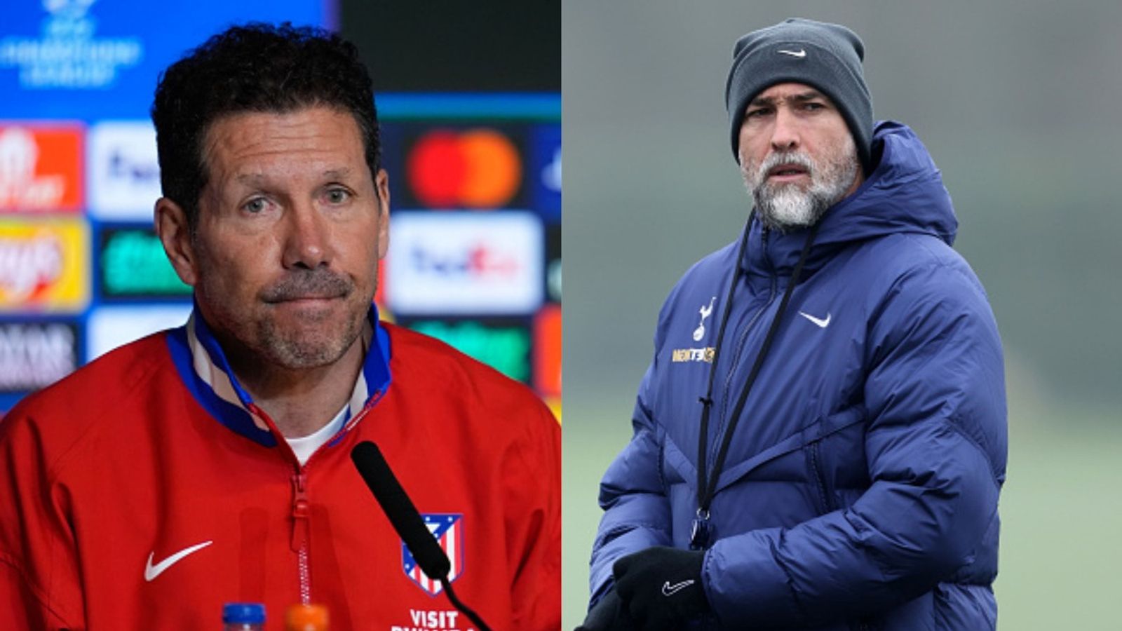 Diego Simeone downplays Atletico's chances in Champions League vs struggling Spurs Diego Simeone, Igor Tudor in the frame (Images via Getty)