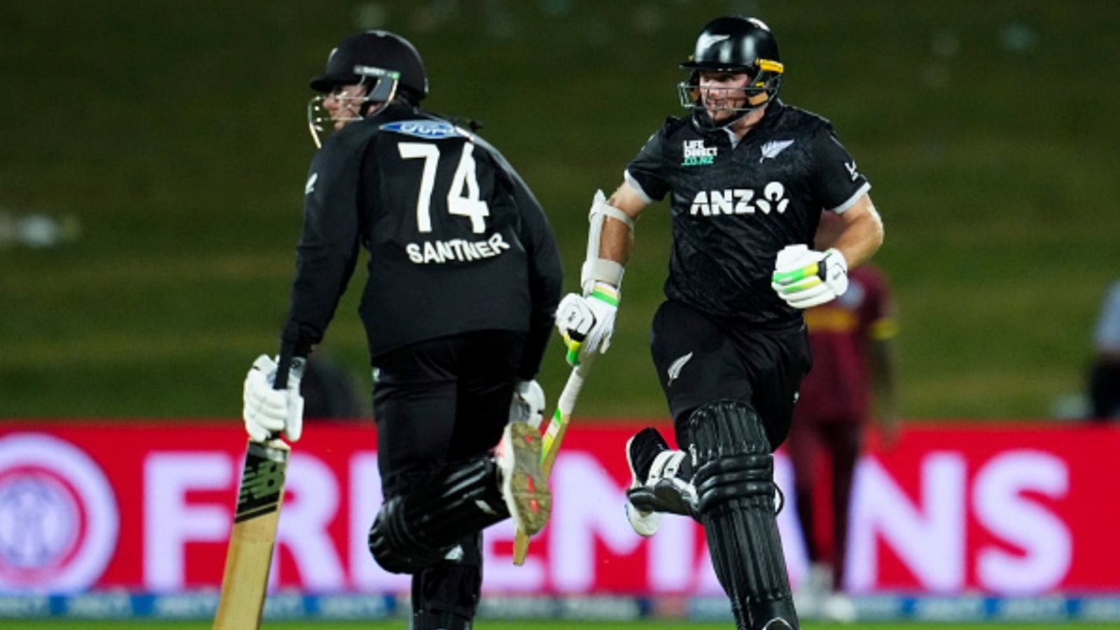 New Zealand announce squad for T20I series vs South Africa; shared captaincy, debut for 3 players, Williamson's cousin returns Tom Latham (R) and Mitchell Santner of New Zealand make a run during the second ODI in the series against West Indies at McLean Park on November 19, 2025 in Napier, New Zealand.