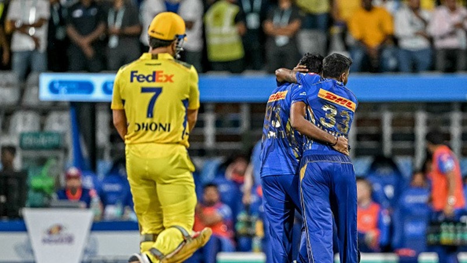 Not Kolkata or Bengaluru, Ex-RCB star labels these two franchises as IPL's 'greatest' teams Mumbai Indians' Jasprit Bumrah (C) celebrates with captain Hardik Pandya (R) after taking the wicket of Chennai Super Kings' captain MS Dhoni during the Indian Premier League (IPL) Twenty20 cricket match between Mumbai Indians and Chennai Super Kings