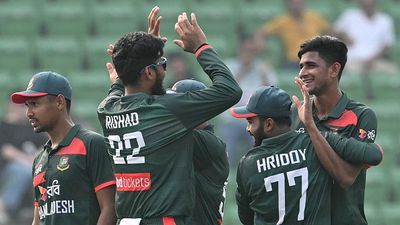 Nahid Rana’s five-wicket haul helps Bangladesh thrash Pakistan in 1st ODI Bangladesh's Nahid Rana (R) celebrates with teammates after taking the wicket of Pakistan's Salman Agha during the first one-day international (ODI) cricket match between Bangladesh and Pakistan (Getty)