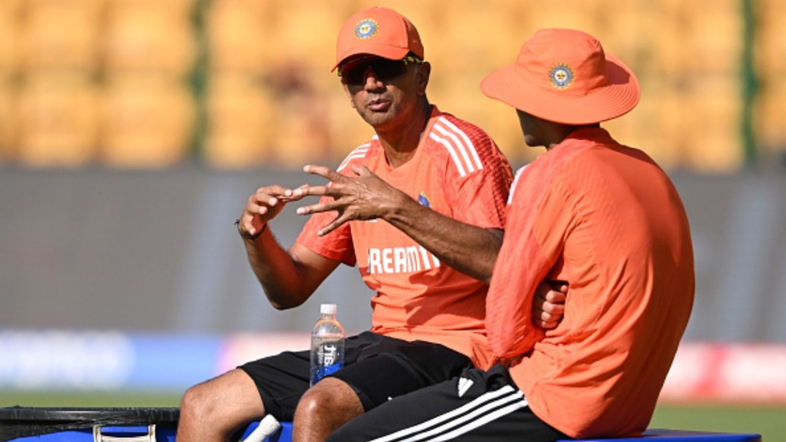 BCCI to honour Rahul Dravid with Lifetime Achievement award, 26-yr-old to be named 'Cricketer of the Year' India coach Rahul Dravid speaks with Shubman Gill during the ICC Men's Cricket Cup India 2023 net session at M. Chinnaswamy Stadium on November 11, 2023 in Bengaluru, India.