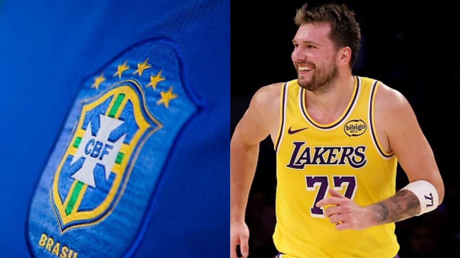 NBA Star Luka Doncic debuts Brazil's NEW 2026 World Cup jersey ahead of FIFA World Cup Brazil Football logo, Luka Doncic in the frame (Images via Getty)