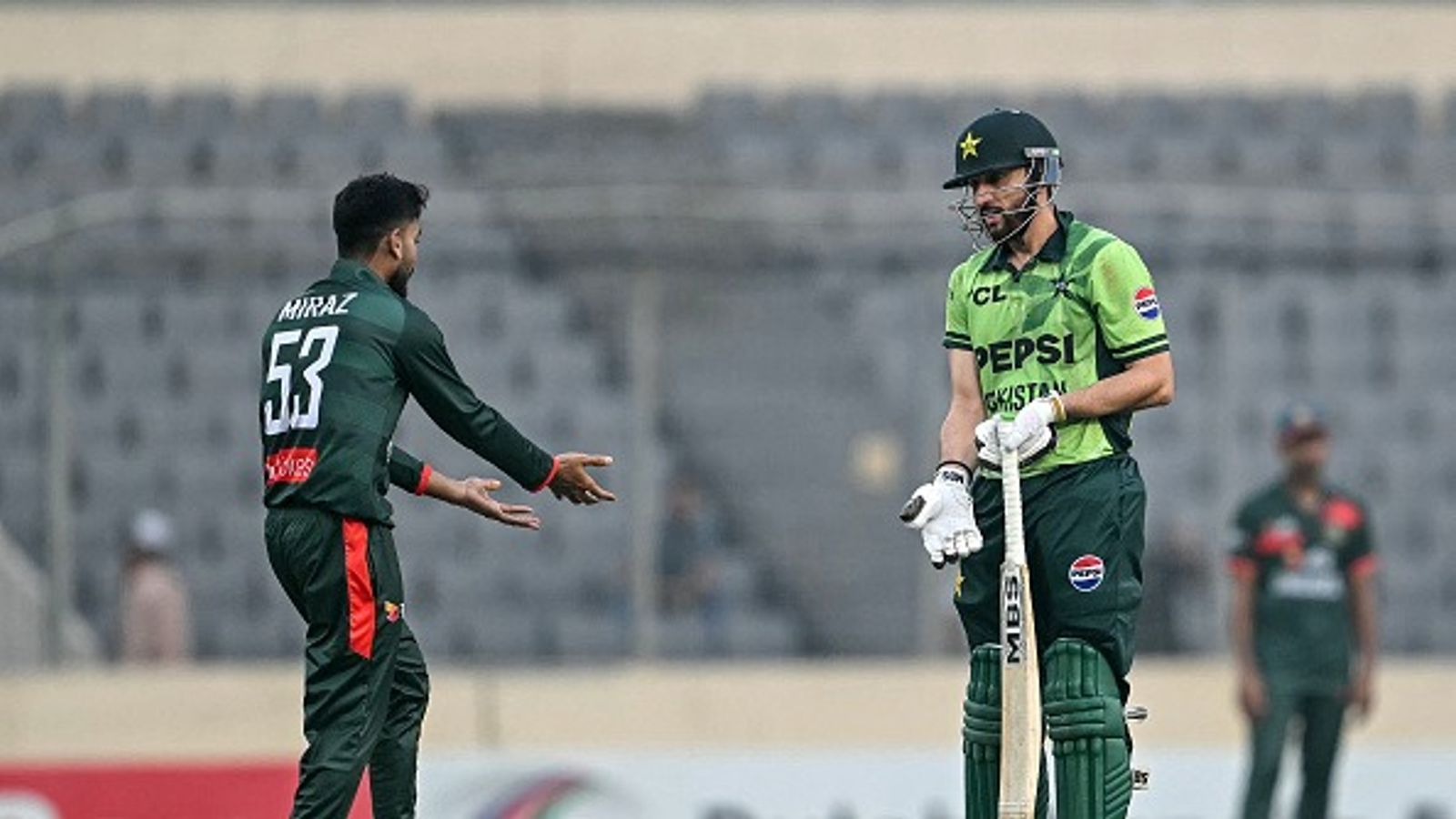 Ex-RCB star slams Bangladesh captain after Salman Ali Agha's controversial run out in 2nd ODI Pakistan's Salman Agha (R) speaks with Bangladesh's captain Mehidy Hasan Miraz after his dismissal during the second one-day international (ODI) cricket match between Bangladesh (Getty)